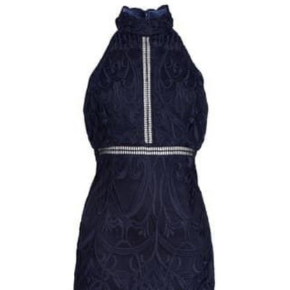 Bardot size 4 Blue Hana Lace Halter Cocktail Dress cocktail Strappy Backless