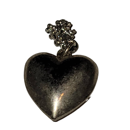 Vintage Silver 3D heart charm pendant