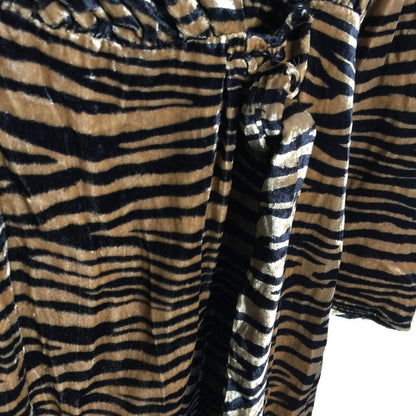 Wayf Arlene Midi Wrap Dress Long Sleeve Animal Print Black Brown Size XL NEW