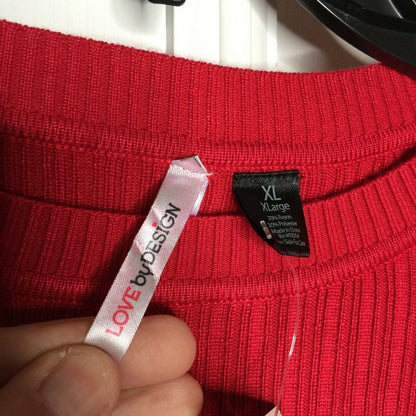 Love by Design Pullover Sweater Stretch Crew Neck XL Red long sleeve stretch NEW