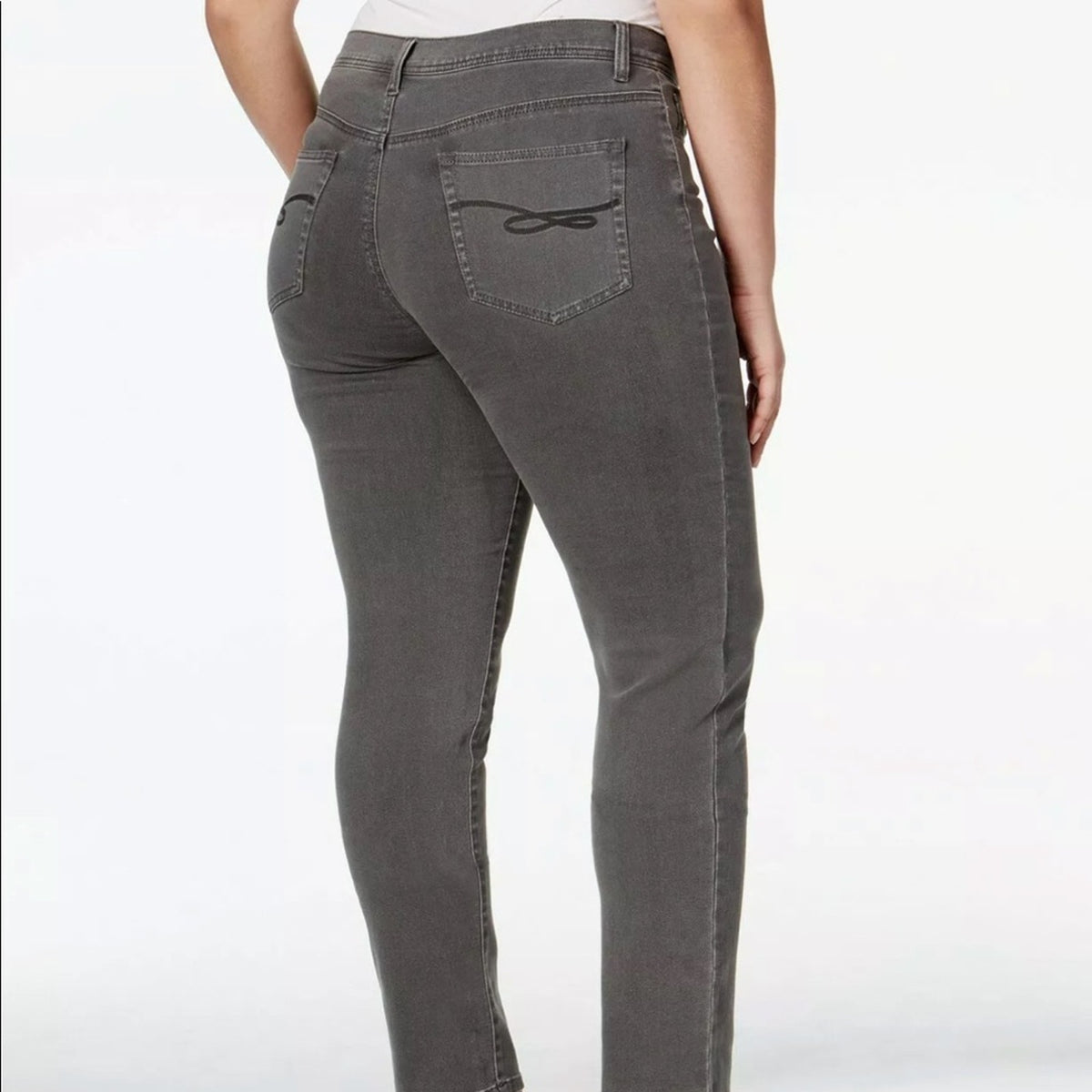 Style & Co Slim Tummy Control Whisper Grey Pants Size 14W Jeans Pants zip NEW