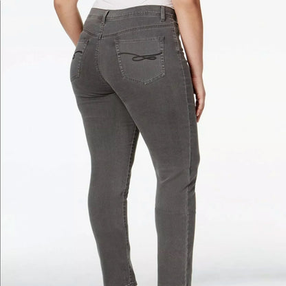 Style & Co Slim Tummy Control Whisper Grey Pants Size 14W Jeans Pants zip NEW