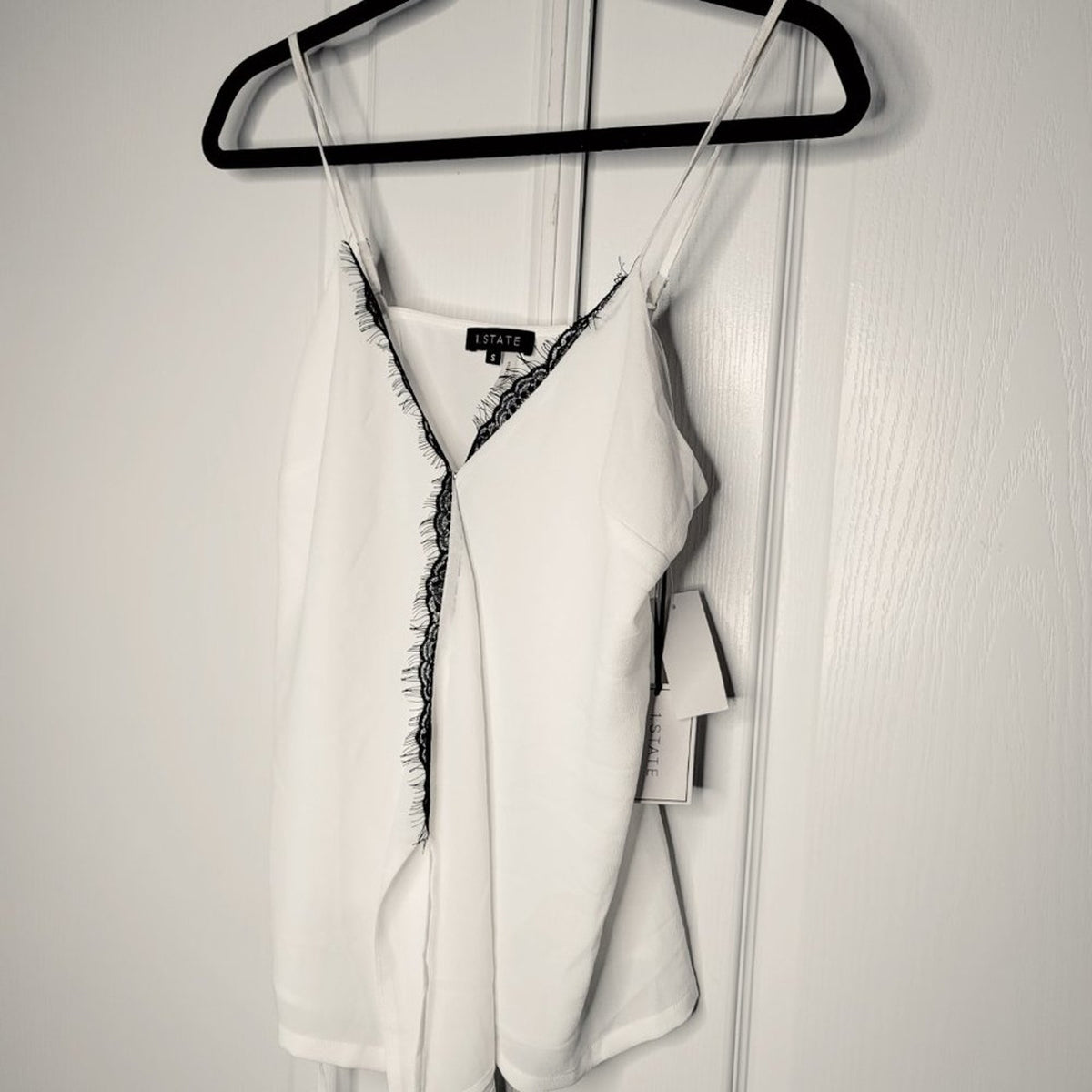 1. State Scalloped Trim Neckline Wrap Romance Shirt Top Blouse White Black Small