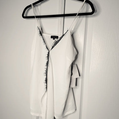 1. State Scalloped Trim Neckline Wrap Romance Shirt Top Blouse White Black Small