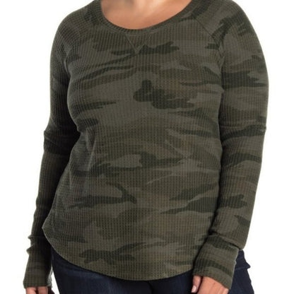 NEW Sweet Romeo Pullover Sweatshirt Long Sleeves Crew Neck Camouflage Green 2X