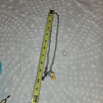 Disney 4pc charm bracelet Necklace Mermaid Eeyore BFF Mickey 18" silver colors