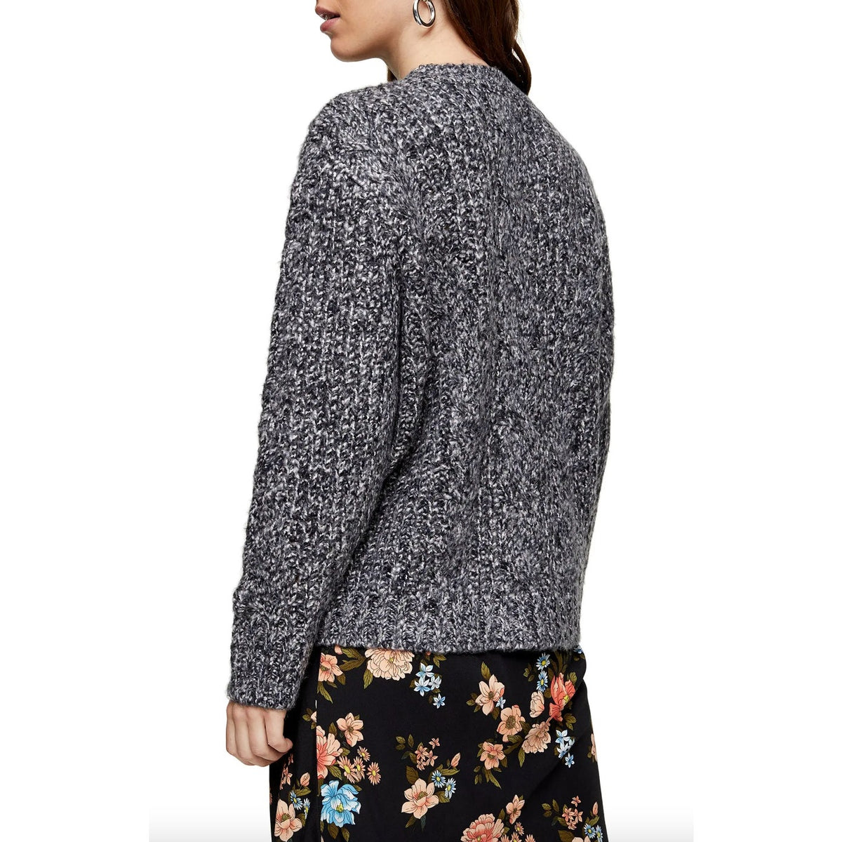 Topshop NWT Vertical Cable Knitted Pullover Sweater Gray Black Size 8-10