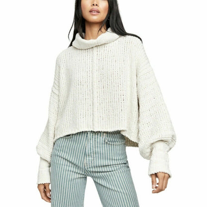 Free People NWT Be Yours Cowl Neck Sweater in Vanilla Bean Size Medium