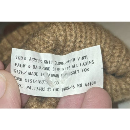 Vintage Two Tone Acrylic Knit Driving Gloves Vinyl Palmed Women's One Size 1980s