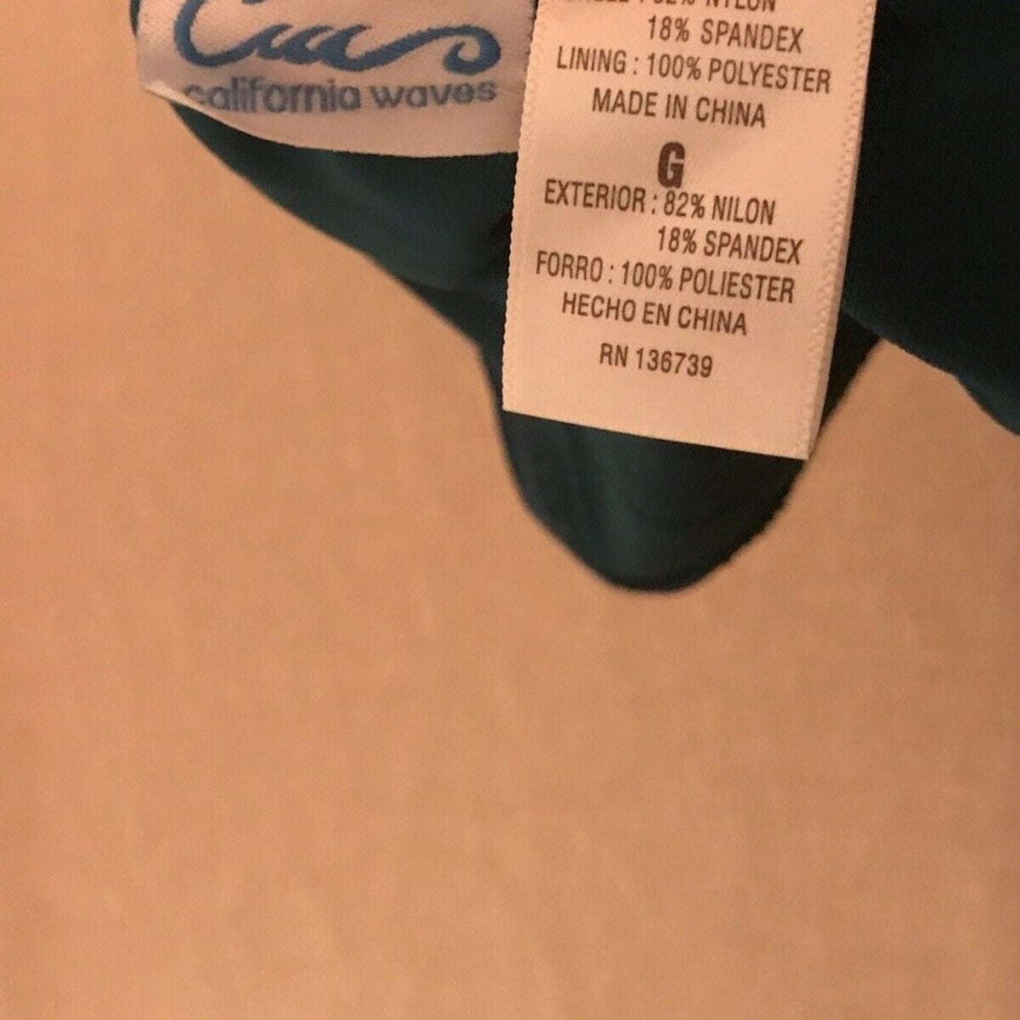California Waves NEW Ribbed Teal Bikini ONLY BOTTOMS Size Large Swimsuit bathing