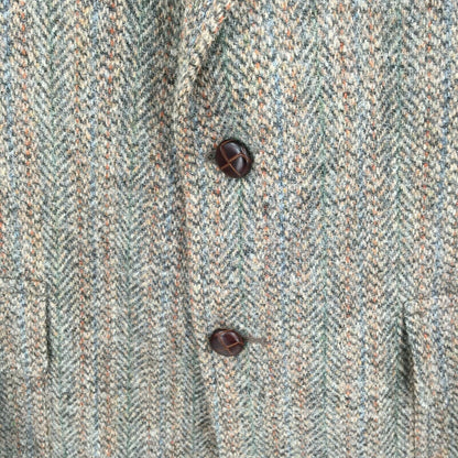 VINTAGE Charles Gregory Tweed BrownBlue Herringbone Wool Blazer Jacket Med/Large