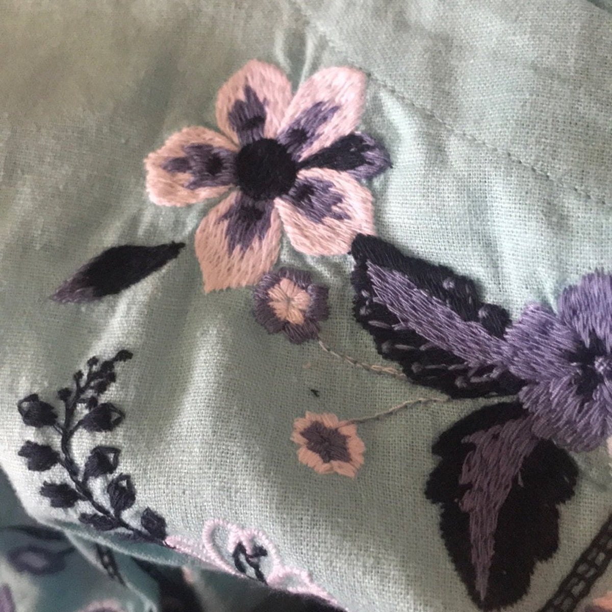 Charter Club Blue Embroidered Floral Blouse XL