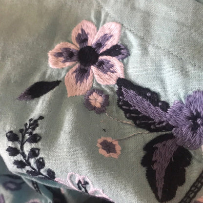 Charter Club Blue Embroidered Floral Blouse XL