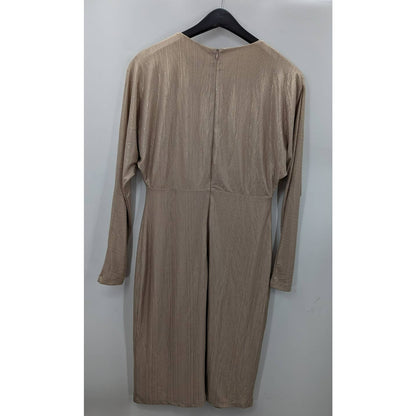 Alexia Admor Gold Sparkle Long Sleeve Cocktail Dress Keyhole Front Size Large