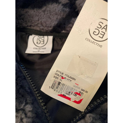 SAGE Collective Jetsetter Faux Shearling Zip Jacket XL/Extra Large Black NWT