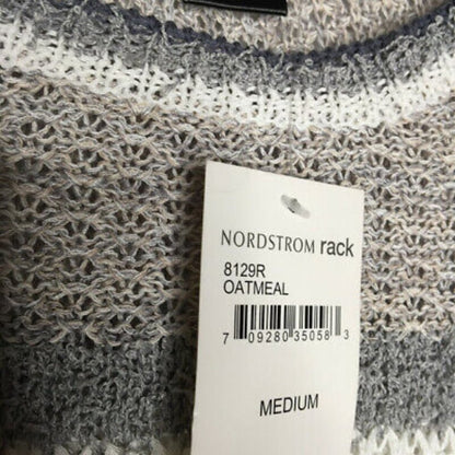 Ceny Women's Pullover Stripe Sweater Medium Oatmeal NEW cozy comfort oversized