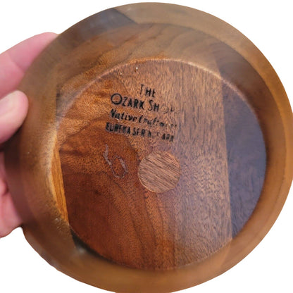 Set Of 4 Caesar Vintage Ozark Solid Wood Walnut Ware Salad Bowls 6” MCM Brown