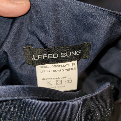 Alfred Sung V-Neck Criss Cross Back Satin Night Out Dress Midnight Blue Size 6