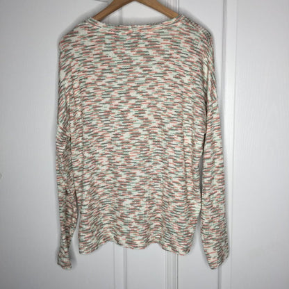 Codexmode Pullover Sweater Long Sleeve V- Neck Space Dye Green Multi Size Large