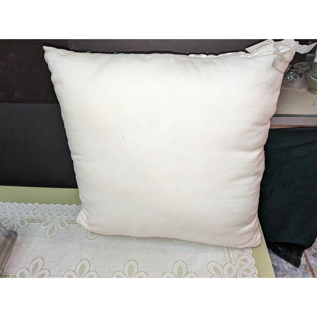 Hotel Collection Embroidered Linen 22x22 Square Decor Pillow Geometric White New