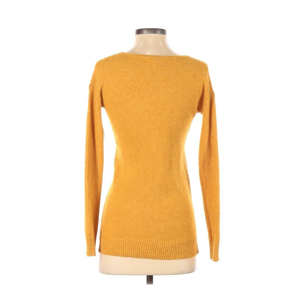 Abound Classic Tunic Pullover Long Sleeve Knitted Sweater V-Neck Yellow Gold XXS