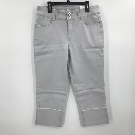 Style & Co Stretch High Rise Cuff Capri Pants Misty Harbor Gray 8P Petite