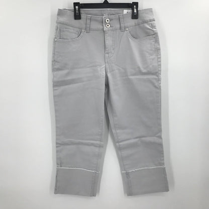 Style & Co Stretch High Rise Cuff Capri Pants Misty Harbor Gray 8P Petite