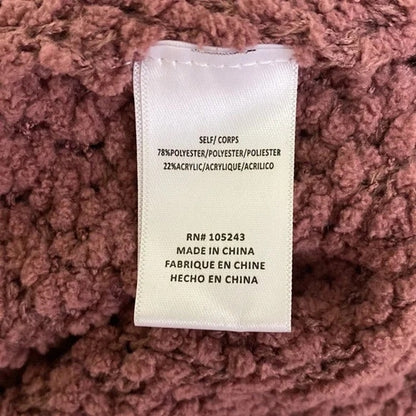 Bobeau Popcorn Turtleneck Sweater Large Mauve/Dusty Rose NEW Bubble Plush Hi Low