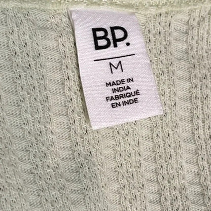 BP Green Limecream Medium NEW Crop Top Snap-front Henley Lettuce-Edge blouse