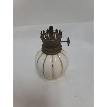Vintage Oil lamp Base white,gold accents, Made In Japan, H-4" Hurricane