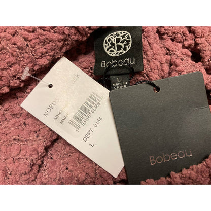 Bobeau Popcorn Turtleneck Sweater Large Mauve/Dusty Rose NEW Bubble Plush Hi Low