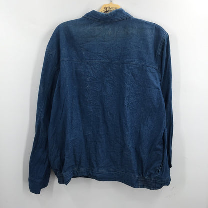 Alfred Dunner Embroidered  Flowers Denim Jacket Long Sleeves Blue Size 16