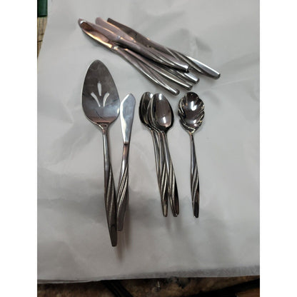 12 MCM Completer LOT AMERICAN IS Stainless USA "FLAIR" Glossy Texture serving