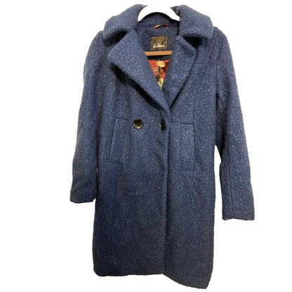 Sam Edelman Faux Shearling Double Breasted Lined Pea Coat Size 4 Blue NWT