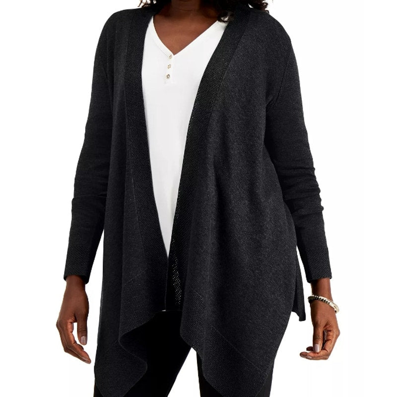 JM Collection Open Drape Front Cardigan Sweater Size XL/Extra Large in Black NWT
