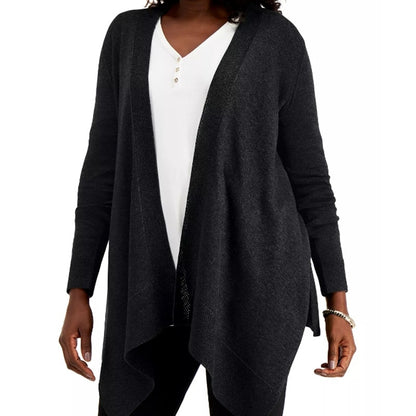 JM Collection Open Drape Front Cardigan Sweater Size XL/Extra Large in Black NWT
