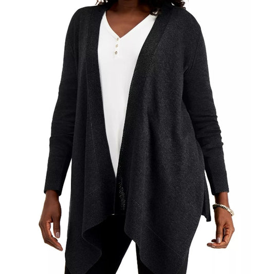 JM Collection Open Drape Front Cardigan Sweater Size XL/Extra Large in Black NWT