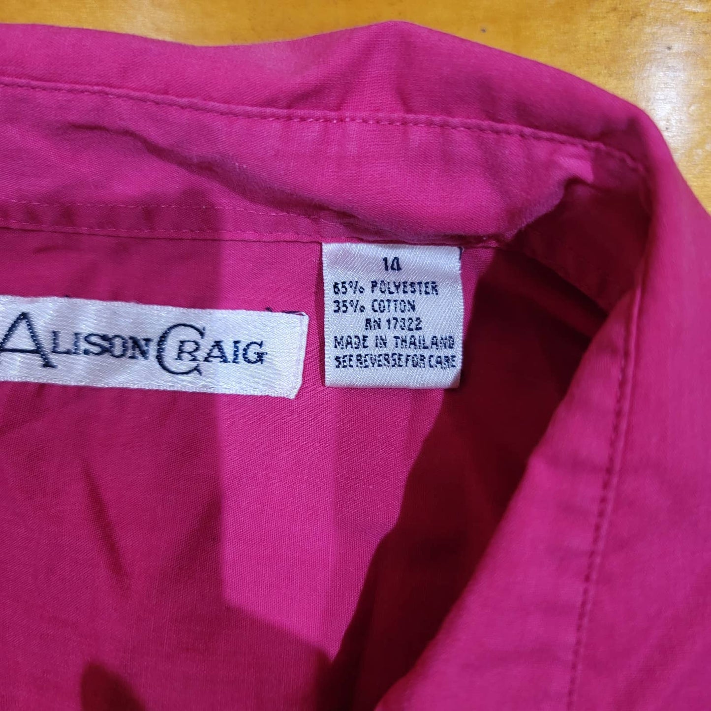 Alison Craig Size 14 Pink button up blouse long sleeve collared Cotton Blend