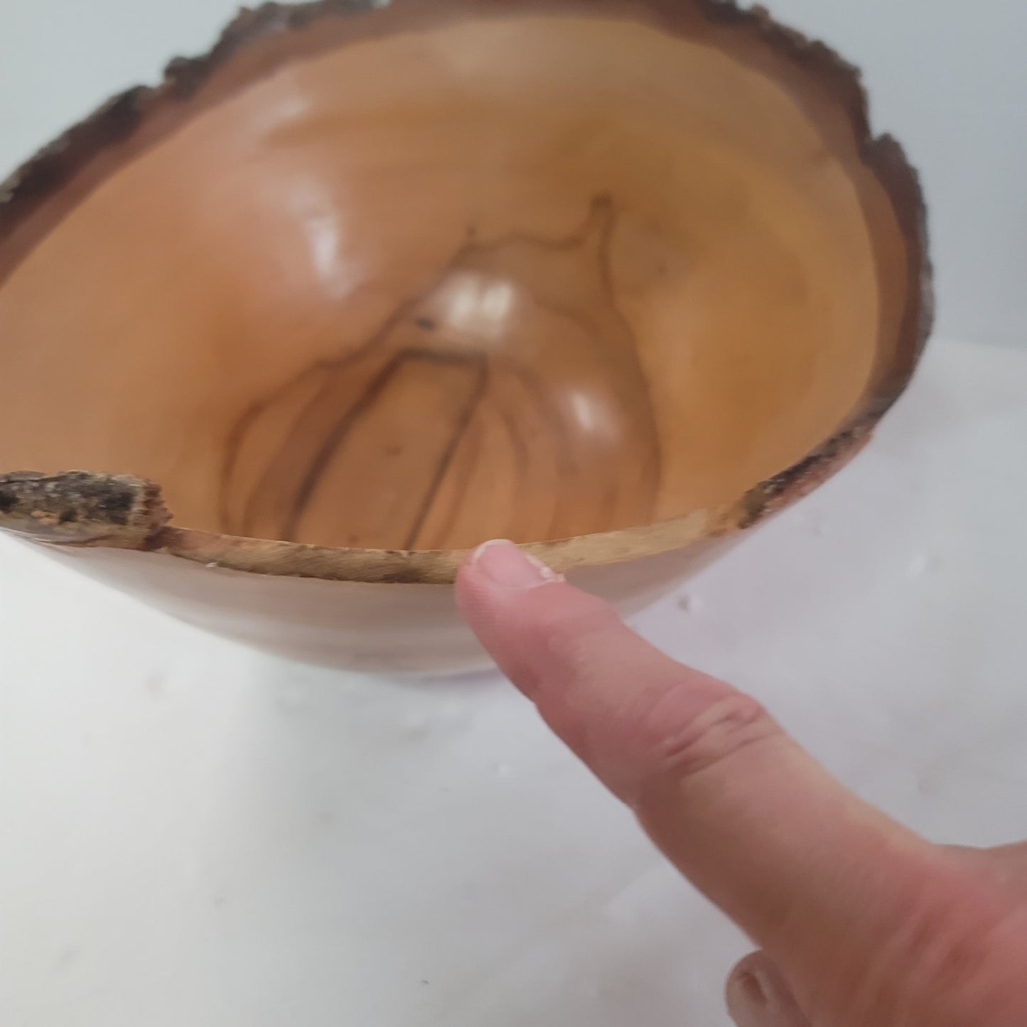 Handmade Freeform Live edge wood handturned large bowl lip on base 10.5" x 10"