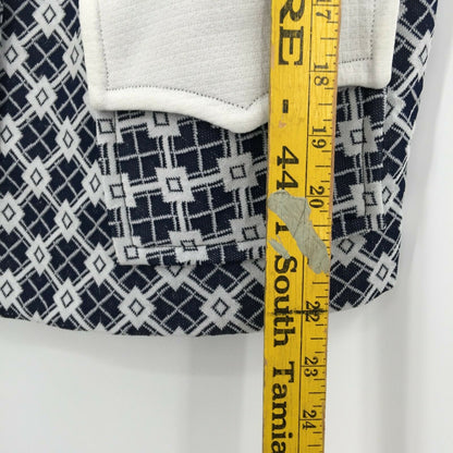Vintage Blue White Geometric 2 Piece Pant Suit Set Top Pants 1960s 1970s LEISURE
