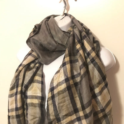 Macy’s Cold Weather Plaid Brown Fringe Scarf Wrap
