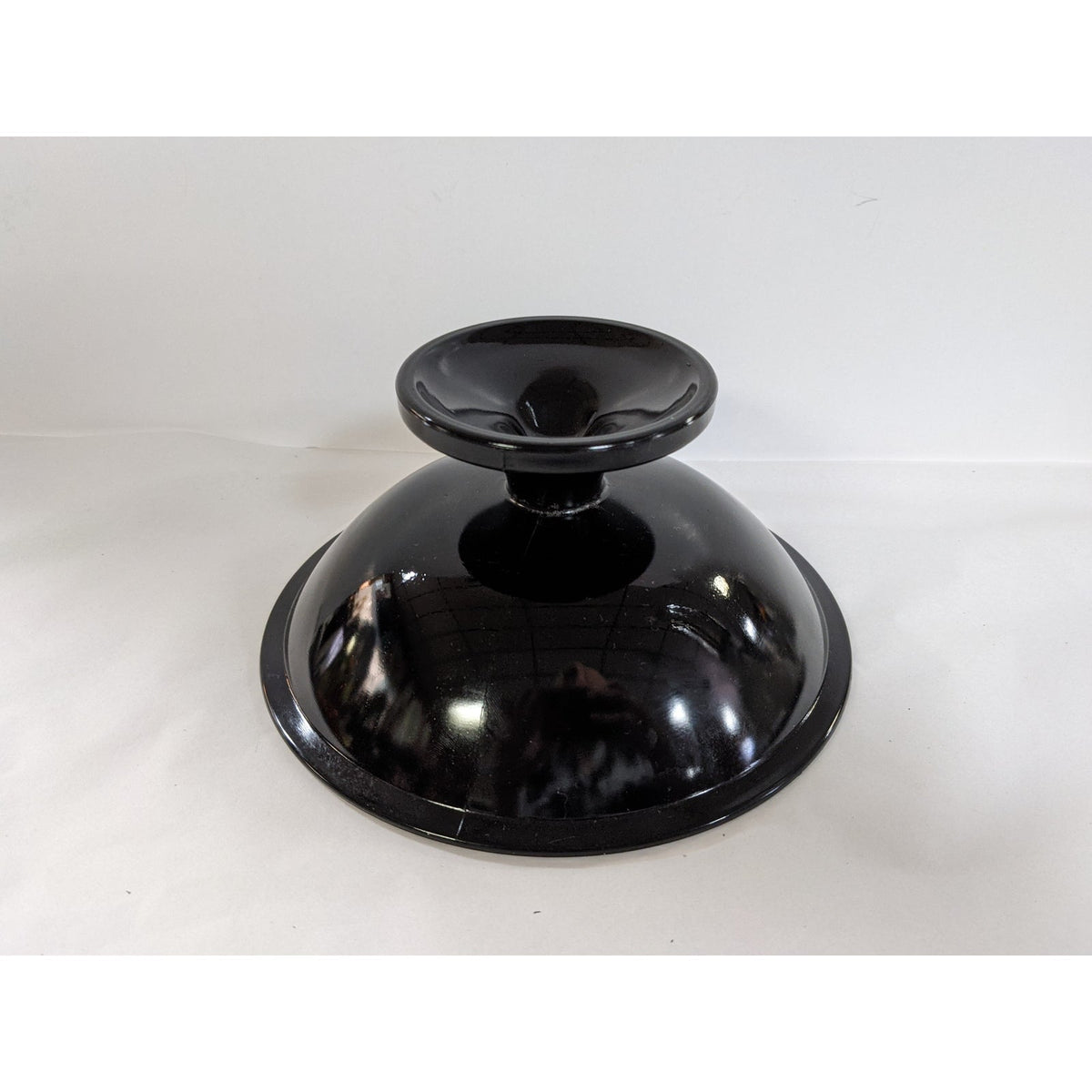 Vintage Black 3.5" x 7" Amethyst Obsidian Round footed pedestal bowl candy dish