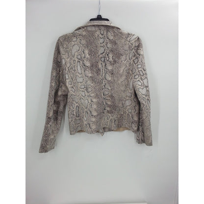 Philosophy Apparel Snake Print Faux Suede Leather Moto Jacket Sz Small NEW
