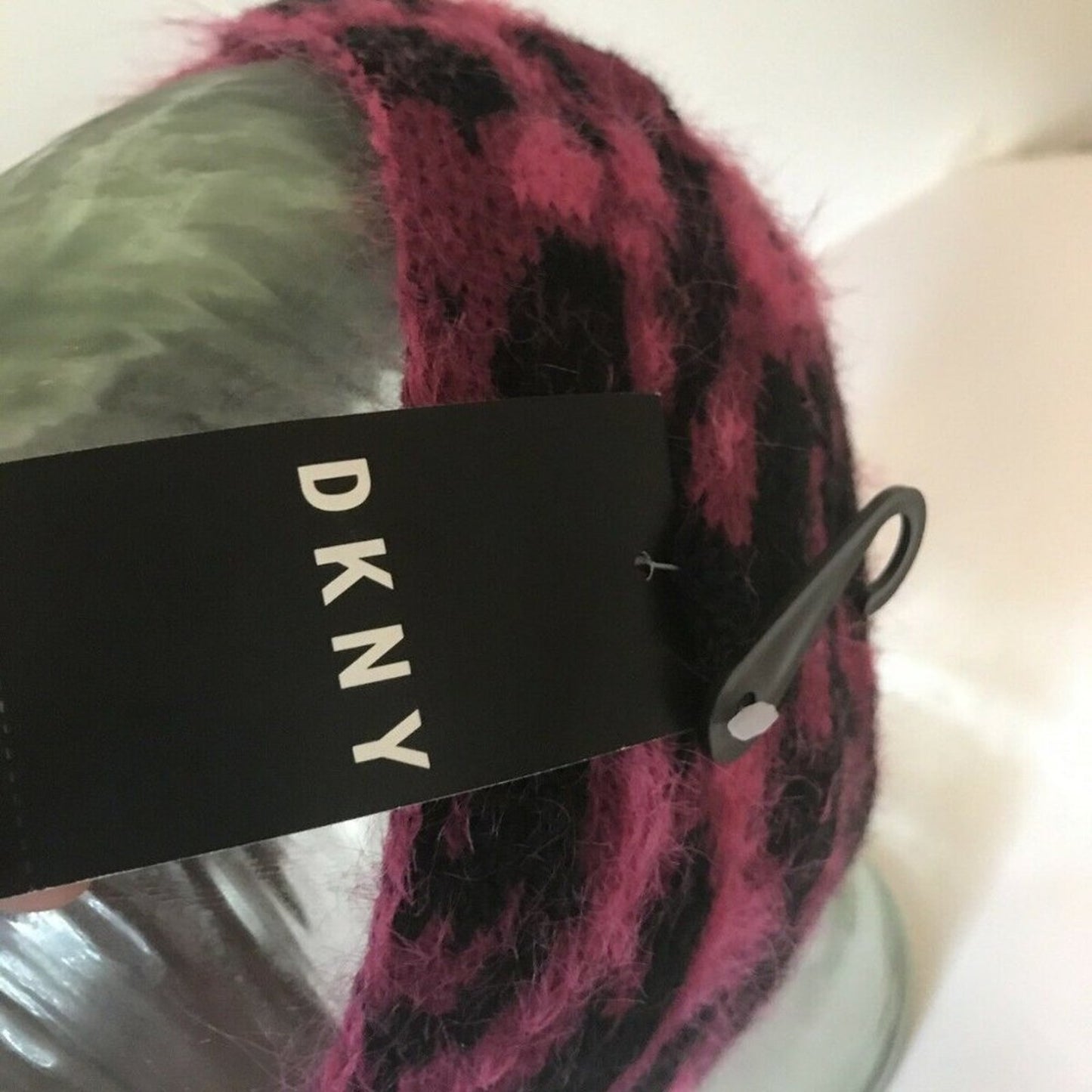 DKNY Fuzzy Animal Print Knit Twist Headband Wrap ear Warmer Hat Accessories