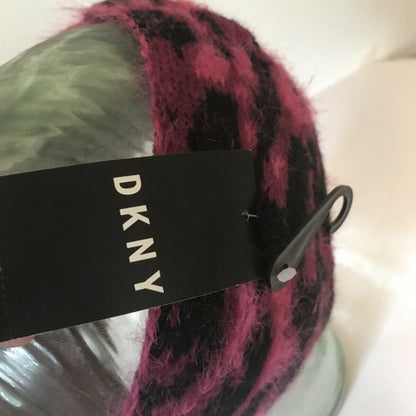 DKNY Fuzzy Animal Print Knit Twist Headband Wrap ear Warmer Hat Accessories
