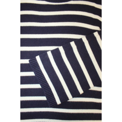 Halogen X Atlantic-Pacific Crew Sweater Sz Large Navy/White Cathy Stripes NWT