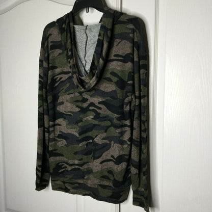 Socialite Hoodie Sweatshirt Long Sleeve Ribbed Cuff Camouflage NEW Mens Small