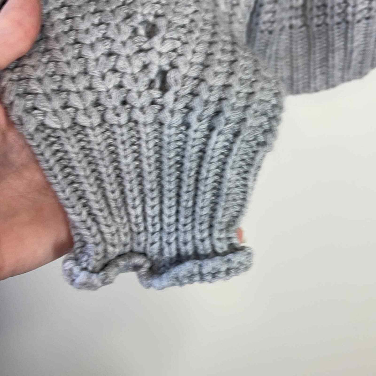 Elodie Medium Lt Grey Chunky Long Sleeve Knit Sweater open stitch pullover NEW