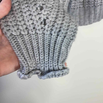 Elodie Medium Lt Grey Chunky Long Sleeve Knit Sweater open stitch pullover NEW