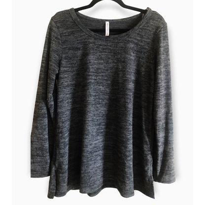 Forgotten Grace Brushed Hacci Pullover Tunic Top Sz Small in Dark Charcoal NWT